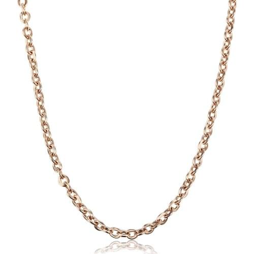 1.5mm Stainless Steel Rolo Cable Chain for Women Girls Rose Gold Color Lobster Clasp 20inch Fashion Jewelry Gift for Her HKN634