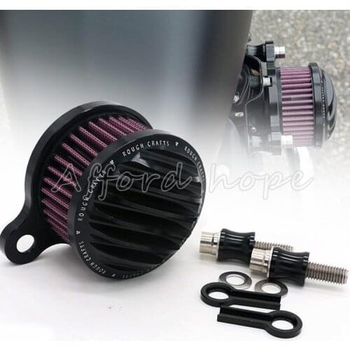 Black Custom Rough Crafts Air Filter System Air Cleaner + Intake Filter System For Harley Sportster 883 04-14 XL 1200