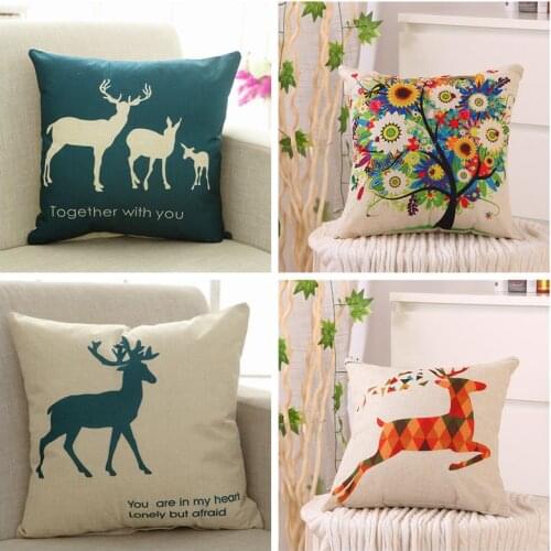 45X45 Nordic Style Deer Cushion Covers Linen pillow Cases Decoration decorative pillows for sofa Car