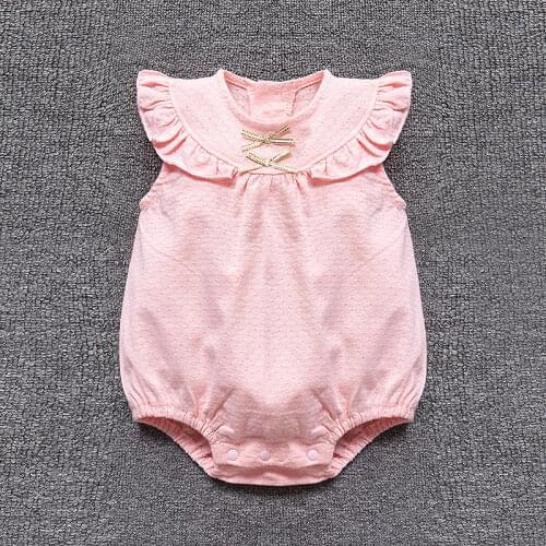 Ruffles Summer Baby Bodysuits Short Sleeve Cotton Girls Jumpsuit Overall Princess Bebe Girl Clothes