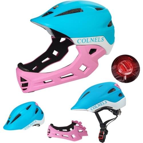 Kids Cycling Helmet with Taillight Full Face Detachable Children Helmet MTB Downhill Bike Helmet Sports Safety Capacete Ciclismo