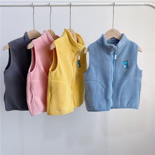 Kids Waistcoat 2020 Autumn Winter Toddler Baby Casual Warm Sleeveless Jacket Solid Cartoon Velvet Thick Vest for Boys and Girls