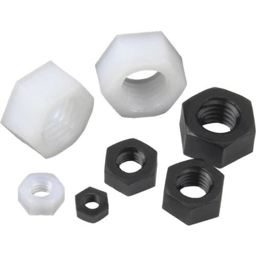 100pcs/50pcs Nylon Hex Nut M2 M2.5 M3 M4 M5 M6 M8 M10 DIN934 Hexagon Plastic Hex Nuts PA66