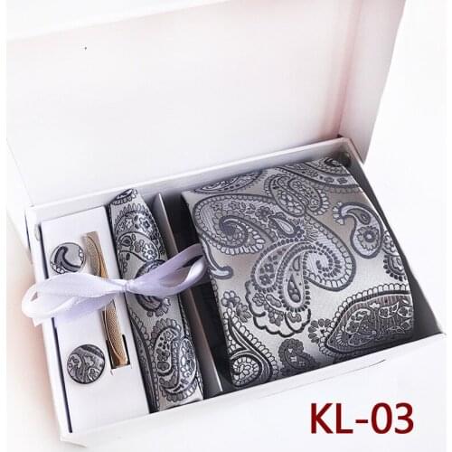 HOOYI Tie Set Ties for Men Wedding Tie Clip Handkerchief Gift Box Necktie Gravata Party Pocket square Cufflinks