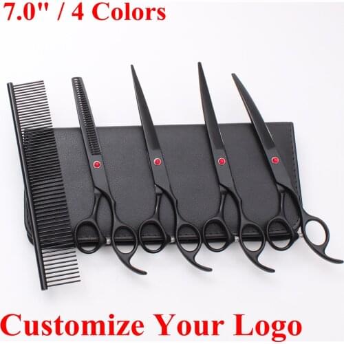 7'' 19cm Stainless Steel Curved Scissors Up Downward Scissors Thinning Pet Dog Grooming Scissors Cat Shears Professional 3103