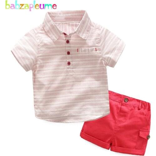 2Piece/3-24Months/Summer Baby Outfit Boys Clothes Kids Sets Fashion Casual Stripe Cotton T-shirt+Shorts Newborn Clothing BC1160