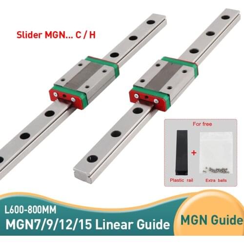 2PCS MGN7C MGN9H MGN12C MGN12H MGN15C MGN15H Linear Rail Guide 600mm 800mm with 2PCS MGN Slider For module motor accessories