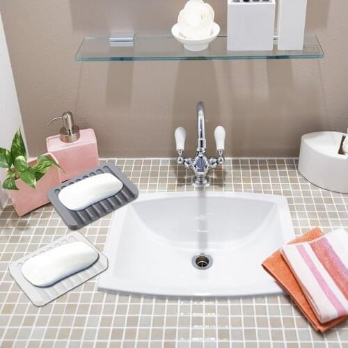 Reusable Eco-friendly Silicone Bathroom Soap Dish Plate Holder Tray Storage Case Plastic Box Bathroom Supplies 2