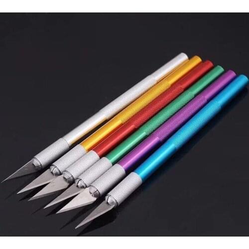 5Colors Non-Slip Metal Scalpel Knife Tools Kit Cutter Engraving Craft knives+5pcs Blades Mobile Phone PCB DIY Repair Hand Tools
