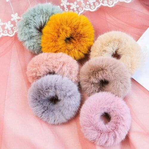Richkeda Store New 2021 Mink Fur Hair Rope Scrunchie Women Girls Elastic Hair Rubber Bands Gum Ponytail Holder Hair Accessories