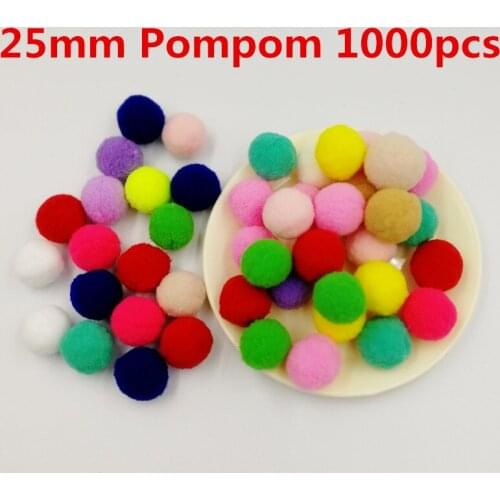 Wholesale 25mm Pompoms 1000Pcs Soft Pom Poms Fur Balls Sewing on Cloth Fabric Supplies Arts Crafts DIY Wedding Decor Accessories