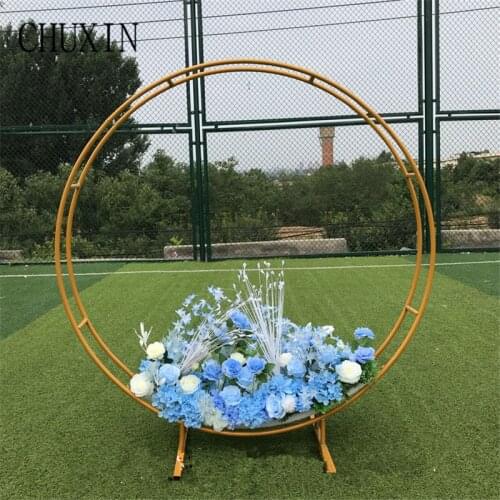Outdoor Circle Wedding Arch New wedding Metal bracket Double Pole Ring Background Arch Shelf Garden Layout For Wedding Chriatmas