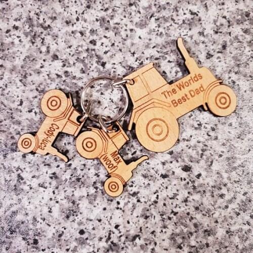 Personalised tractor wood keyring and charms, personalised fathers day gifts, personalised gift, Gifts for dad, wood keyring