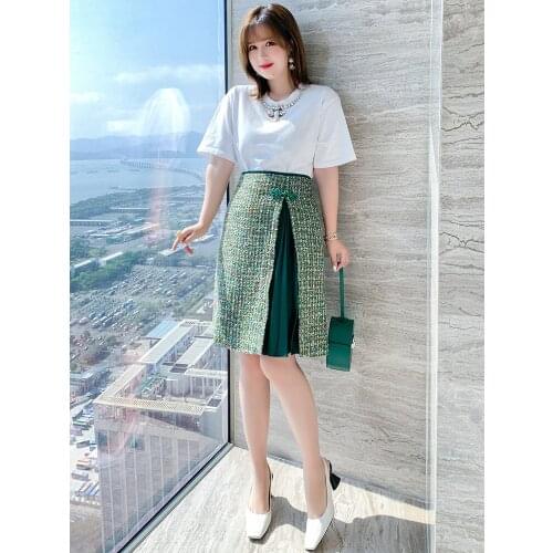 High quality Sequin tweed pleated high waist skirt 2021 summer new pattern