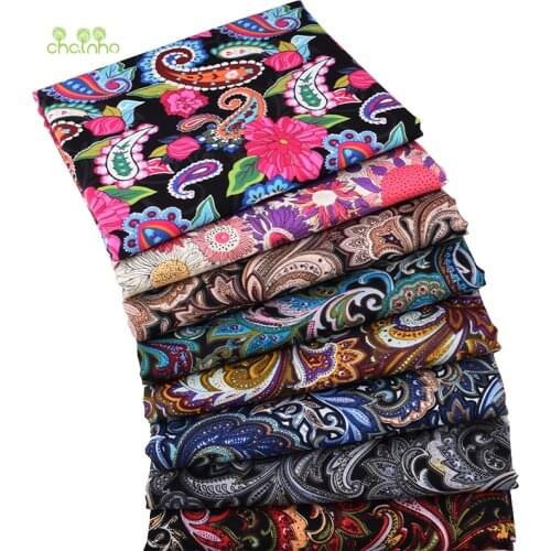 Chainho,Cashew Floral Series Printed Plain Cotton Fabric,DIY Quilting&Sewing Poplin Material For Baby&Child Dress,Shirt,Skirt