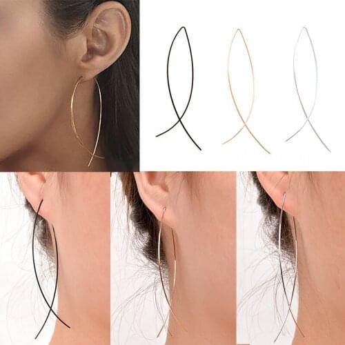 Fish Shaped Earrings Simple Handmade Copper Wire Earring for Women gold Silver Black Color Geometric Ear jewelry Earrings