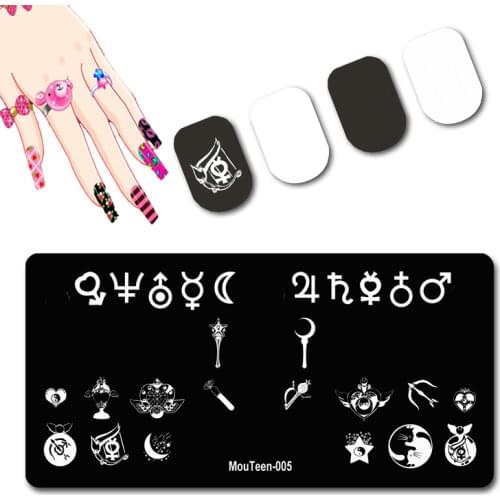 Slim Sailor Moon Nail Stencil Cartoon Character Beautiful Young Girl Nail Stamping Plates Moon Girl Plate For Nails #005
