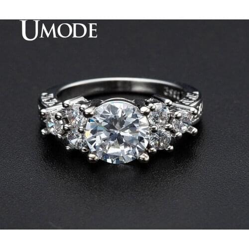 UMODE Classic Engagement Rings for Wedding Bridal Femme Zircon Fashion Crystal Rings Women Luxury Jewelry Party UR0530