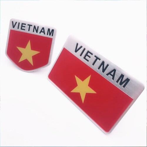 Automobile Motorcycle Exterior Accessories Vietnam National Flag Aluminum Alloy Car Stickers