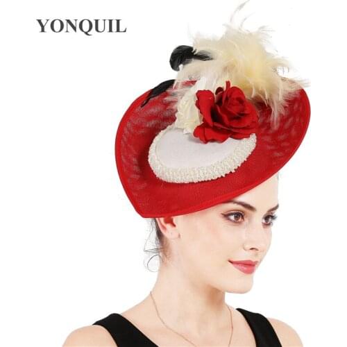 Vintage Derby Kenducky Fedora Fascinators Women Hat Elegant Ladies Wedding Party Church Chapeau With Flower Headpiece Headbands