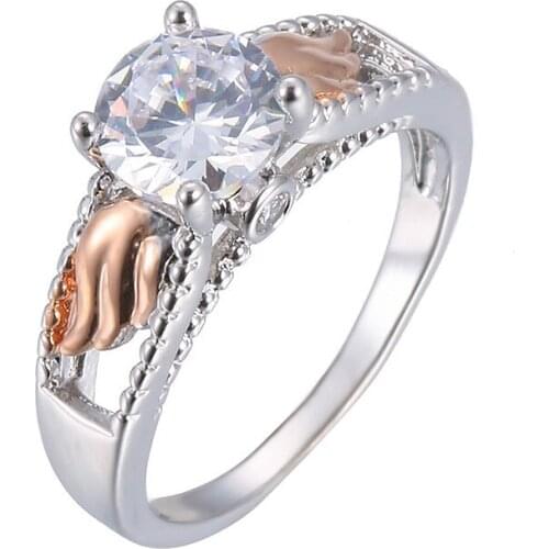 Women Rings Four Claw Inlaid Zircon Two Color Silver Plated Rings Stylish Simple Banquet Engagement Rings Designed For Women