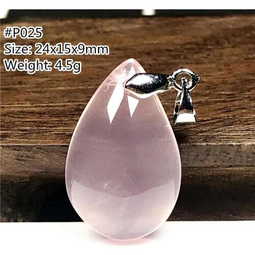 100% Natural Mozambique Rose Quartz Pendant Jewelry For Women Man Love Gift Pink Water Drop Beads Silver Crystal Gemstone AAAAA