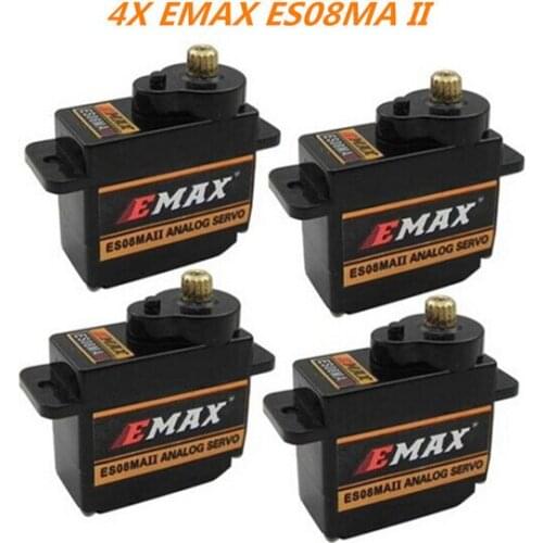 100% orginal 4x EMAX ES08MA II Mini Metal Gear Analog Servo 12g/ 2.0kg/ 0.12 Sec Mg90S