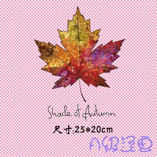 2Size Heat Transfer maple leaf Clothes Sticky PET Material Large Washable Powder Pasta Iron on Patches DIY for clothing BJ0293