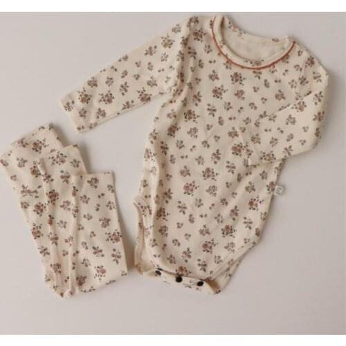 Autumn Baby Long Sleeve Tops + Pants 2pcs Baby Clothes Set 2021 New Boys Girls Cotton Clothes Suit Floral Toddler Tracksuit