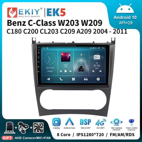 EKIY 1280*720 IPS Car Radio GPS For Mercedes Benz C-Class C Class W203 W209 C180 C200 CL203 C209 A209 2004-2011 Android 10 2din