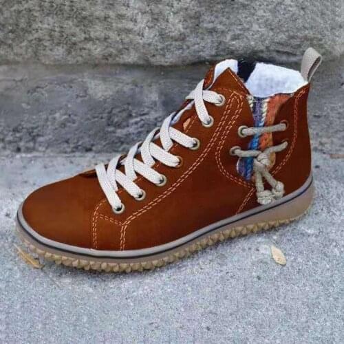 Woman Ankle Boots Warm Short Boots Winter Womens Classic Flats Female Lace Up Short Plush Sneakers Footwear Women