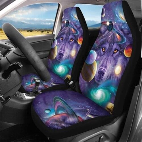 Cool 3D Star Wolf Print Car Seat Cover Luxury Car Protector Case Fahion Animal Design Auto Supplies with PU Leather