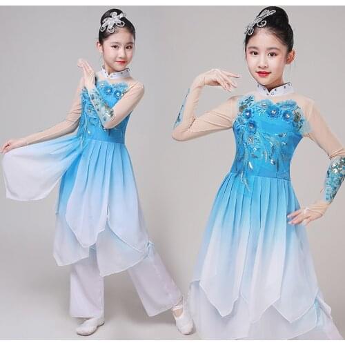 Childrens new style Hanfu classical dance costumes girls umbrella dance fan dance performance clothing national dance costume