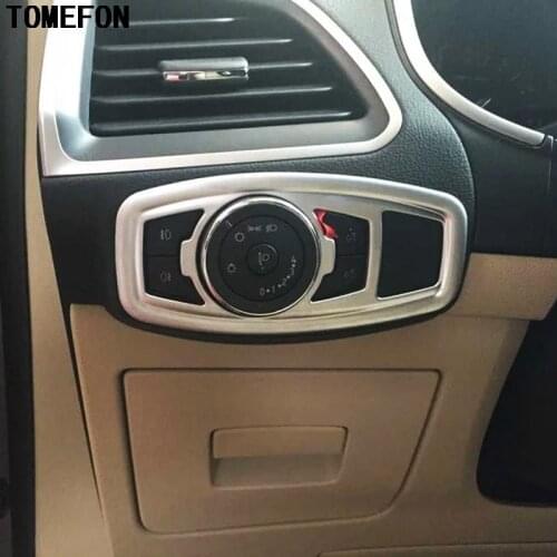 For Ford Edge 2015 Dashboard Front Left Adjustment Button Cover Bezels Sticker Matte ABS Chrome Automobile Trim 1Piece/SET