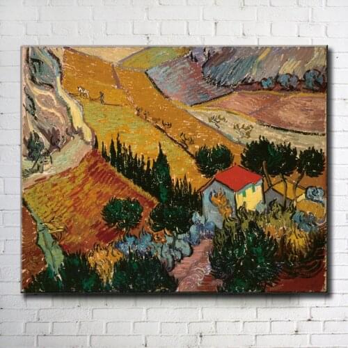 Impression Van red house farmers scenery canvas printings oil painting printed on canvas wall art decoration picture no frame