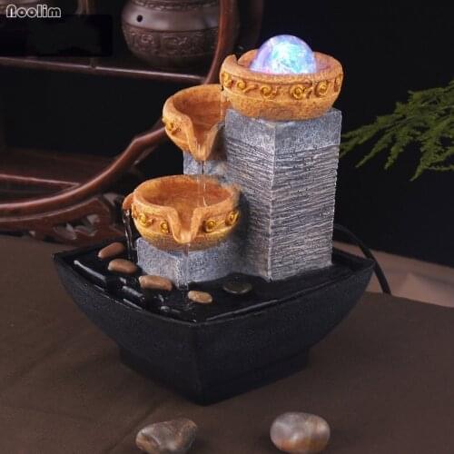 Creative Indoor Feng Shui Wheel Water Fountain Desk Decoration Home Accessories Micro Landscape Office Table Ornament Gifts