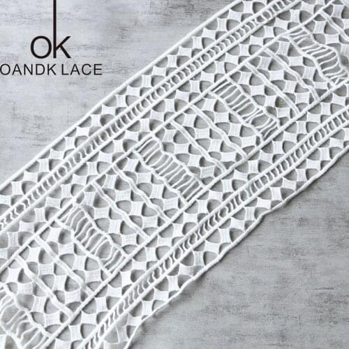 20cm wide mesh white embroidered lace with ribbon DIY sewn bridal applique collar dress wedding decoration