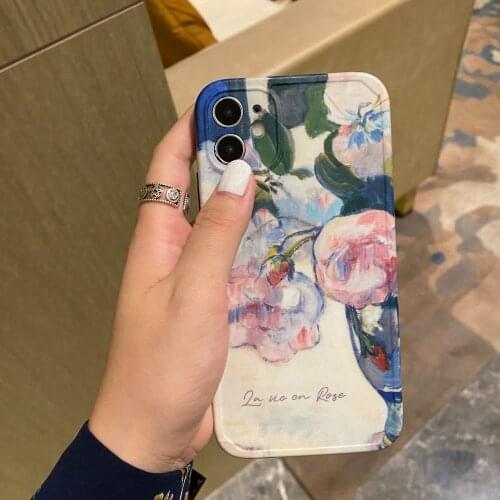 Oil Painting Van Gogh Flower Phone Cases For iPhone 12 XR XS Max X 7 8 Plus Soft Shockproof Cover Case For funda iphone11 Shell