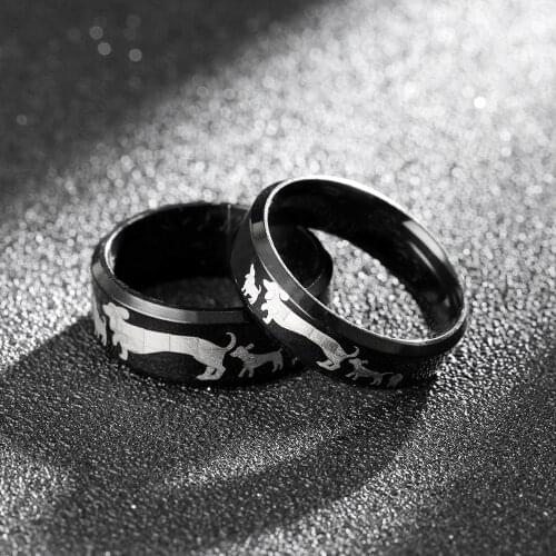 MOREDEAR 6mm 8mm Titanium Ring For Men amd Women Dog Family Ring Couple Ring