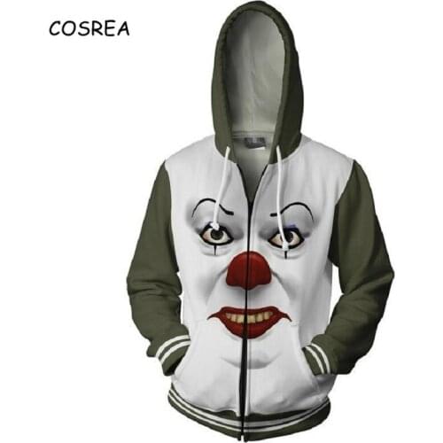 Stephen Kings It Clown Costume Hoodie Sweatshirt Womens Hoodies Pullover Pennywise The Clown Costume Cosplay Joker Adult Men