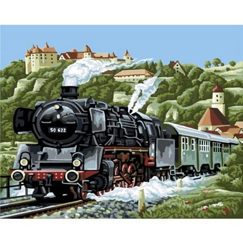 Steam Locomotive Painting By Numbers Diy Dropshipping 40x50cm Cartoon Child Figure Canvas Wedding Decoration Art Picture Gift