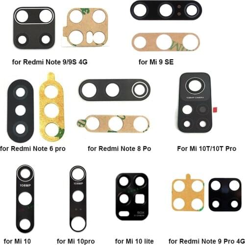 New Rear Glass Camera Lens Cover For Xiaomi Mi 10 10T 8 9 SE lite Redmi Note 10 6 7 8 8T 9 9S Pro Back Camera Lens Replacement