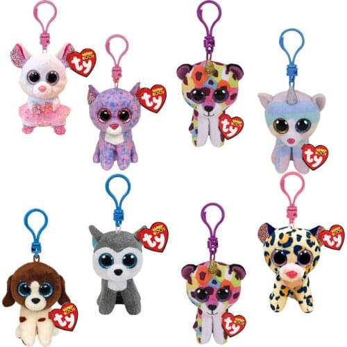 Ty Big Eyes Plush Keychain Unicorn Husky Dog Monkey Cat Mobile phone pendant Plush Toys 10cm
