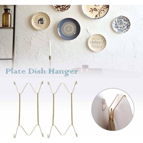 Wall Display Plates Dish Hangers Holder New Design W Type Dish Spring Holder Invisible Hook Home Decor 6/7/8/10/12/14/16 Inch