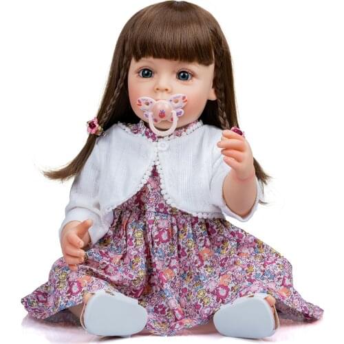 NPK 55CM FUll body Silicone Reborn Toddler Girl Princess Hand-detailed Painting waterproof Toy for Children