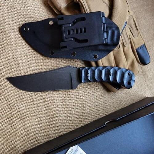 Hot fixed blade knife stone wash DC53 blade black maple handle hunting camp survival tactics straight knife outdoor tool