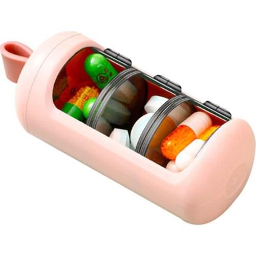 Portable Pills Storage Box 3 Grid Travelling Drug Dispenser Organizer With Clip @ls