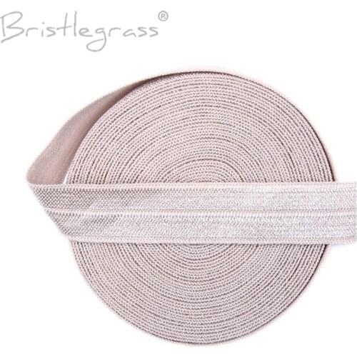 BRISTLEGRASS 5 Yard 5/8" 15mm Carmandy Solid FOE Fold Over Elastics Spandex Satin Kids Hairband Headbands Lace Trims Tutu Sewing