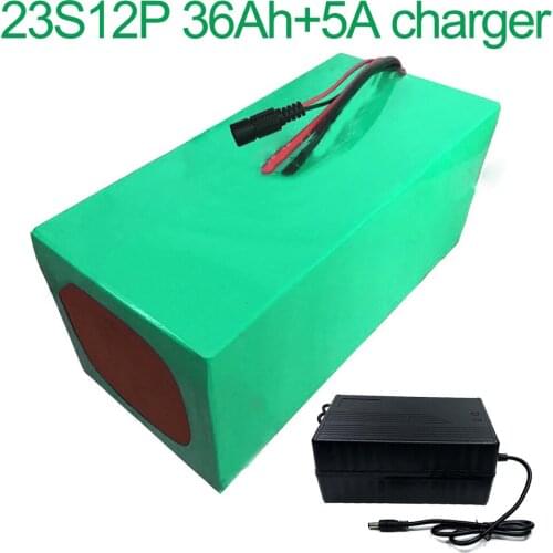 With 5A charger 84V 36Ah 23S12P 18650 Li-ion Battery electric two Three wheeled motorcycle bicycle ebike 320x200x140mm
