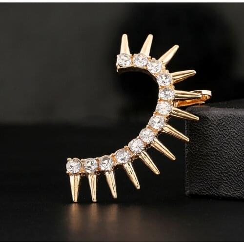 Cyrstal earrings Punk Rivet Ear Cuff Clip Trendy Inlaid Rhinestones Zinc Alloy Earcuffs Gothic Steam Party Jewelry Clip Earring